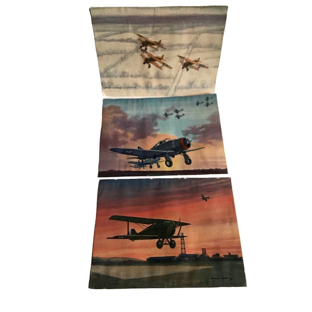 Lot 3 Charles H. Hubbell Airplane Prints WWII WWI